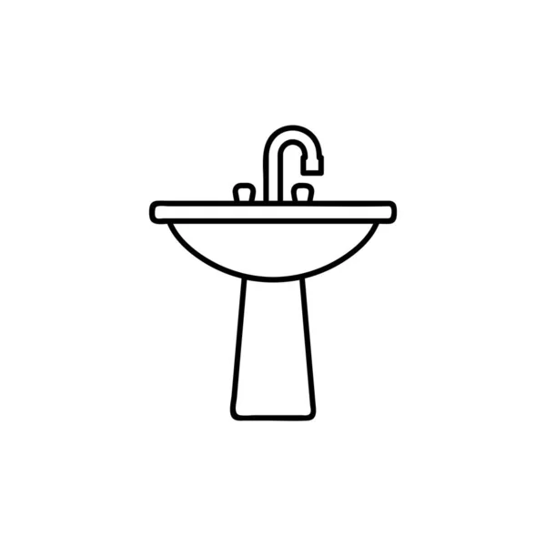 Overzicht Van Sink Vector Pictogram Geïsoleerde Zwarte Eenvoudige Lijn Element — Stockvector