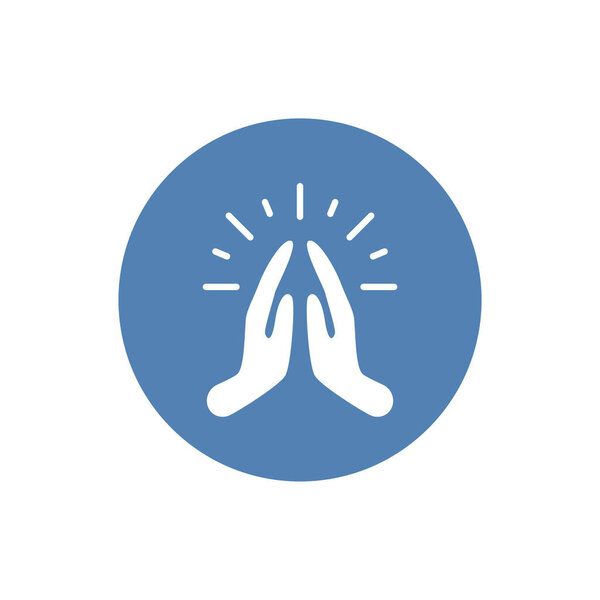 Pray or hands together in religious prayer flat vector icon for apps and websites