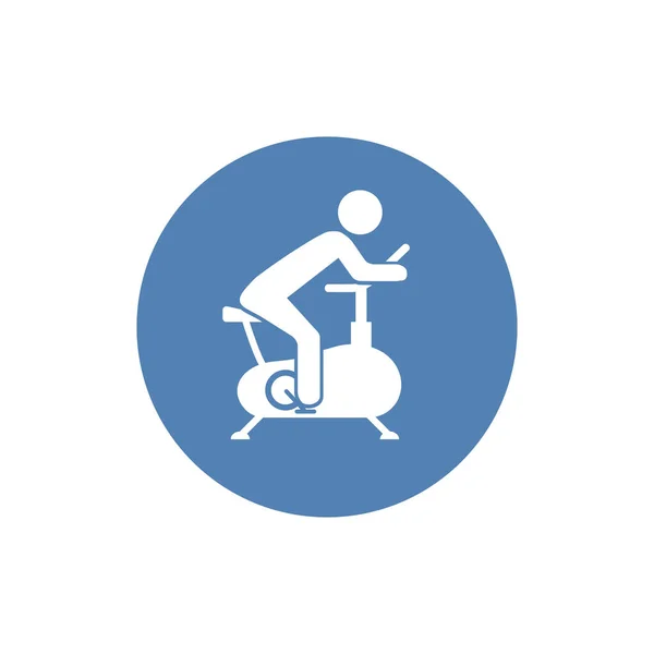 Persona Montar Ejercicio Bicicleta Vector Icono Deporte Fitness Símbolo Stock — Vector de stock