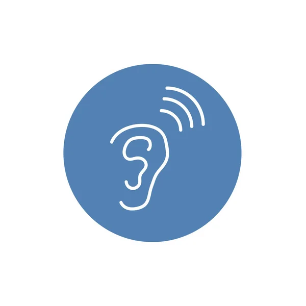 Oído Escuchar Audición Audio Sonido Ondas Vector Icono — Archivo Imágenes Vectoriales