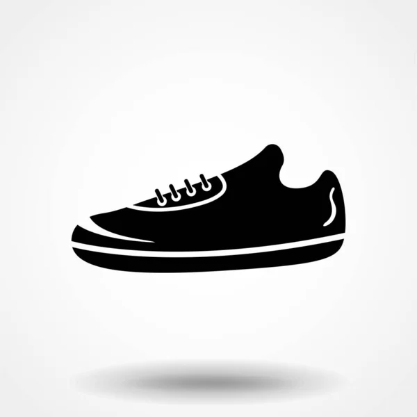 Sneakers Icona Silhouette Isolato Segno Nero Sfondo Bianco Illustrazione Vettoriale — Vettoriale Stock