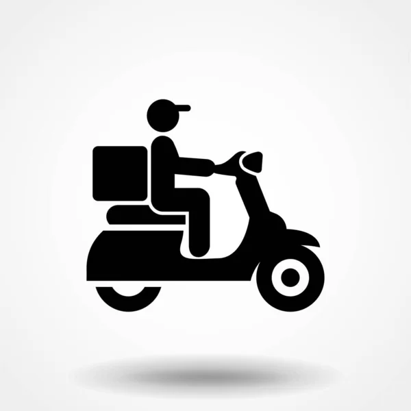 Ein Mann Fährt Auf Einem Motorroller Auslieferungssymbol Stockvektor