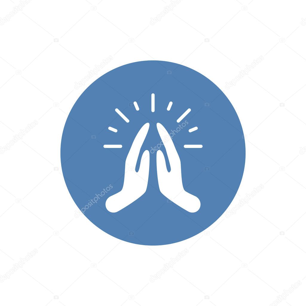 Pray or hands together in religious prayer flat vector icon for apps and websites