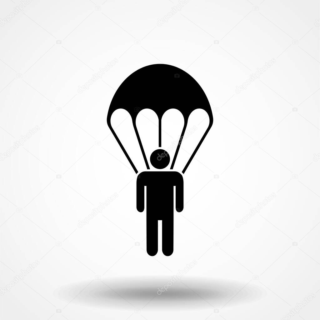 Parachutist flat vector icon isolated on white background.