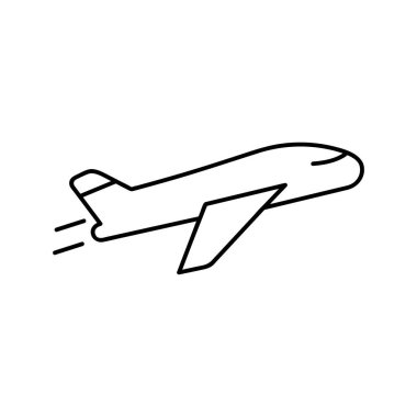 Uçak, uçak simgesi satır, Anahat vektör işareti, doğrusal piktogram beyaz izole. Sembol, logo illüstrasyon