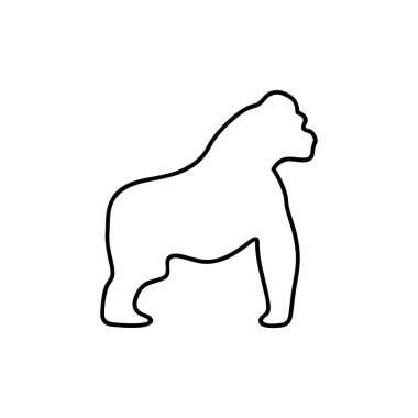 Goril ince çizgi ikonu. maymun, Afrika konseptinden hayvan doğrusal simgeleri izole edilmiş ana hat işareti. Web tasarımı ve uygulamaları için vektör illüstrasyon sembolü ögesi.