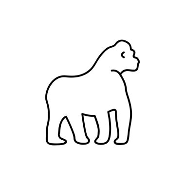 Goril ince çizgi ikonu. maymun, Afrika konseptinden hayvan doğrusal simgeleri izole edilmiş ana hat işareti. Web tasarımı ve uygulamaları için vektör illüstrasyon sembolü ögesi.