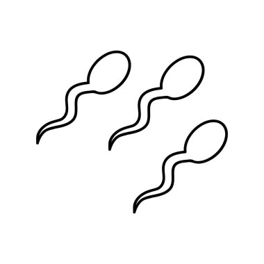 Siyah çizgi Sperm simgesi beyaz arkaplanda izole edildi. Vektör