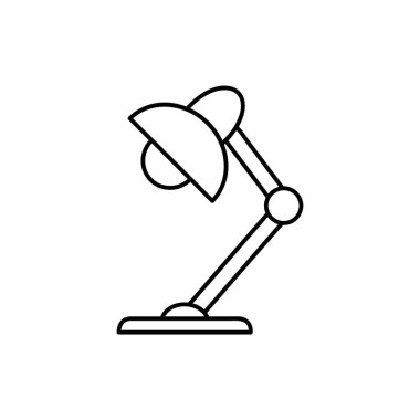 Masa lambası çizgisi simgesi. Yatak lambası tabelası. İç aydınlatma sembolü. Kalite tasarım elemanı. Doğrusal stil masa lambası simgesi. Düzenlenebilir felç. Vektör