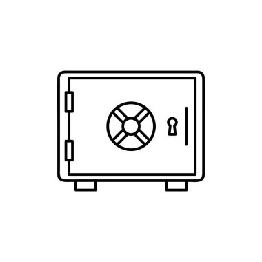 Güvenli vektör simgesi. Doğrusal stil kapalı kasa izole edildi. Güvenlik tek izole edilmiş modern vektör çizgisi tasarım simgesi.