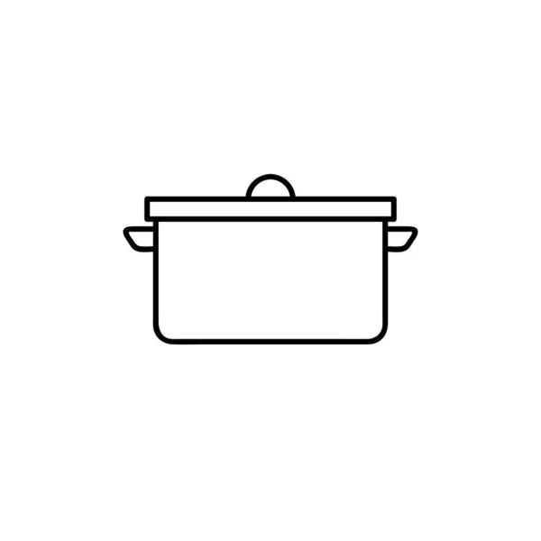 平底锅煮沸线图标 移动概念和网页设计的线性风格标志 烹饪锅轮廓矢量图标 标识插图 矢量图形 — 图库矢量图片