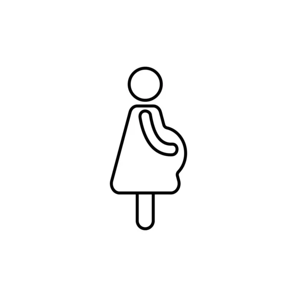 Pregnancy Flat Line Icon Vector Outline Illustration Pregnant Woman Black — Stock Vector