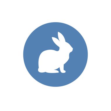 Paskalya Tavşanı ikonu. Tavşan silueti beyazda izole edilmiş. Vektör illüstrasyonu