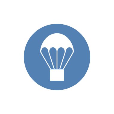 Kargo ikonlu paraşüt. Web sitesi tasarımı veya mobil uygulama için modern vektör sembolü.