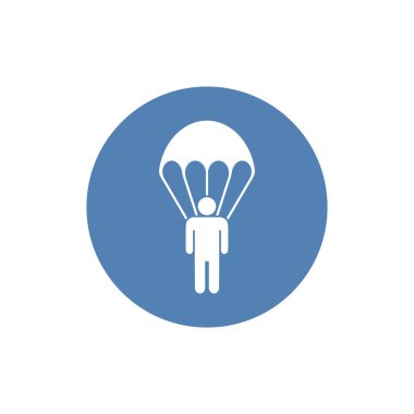 Paraşütçü düz vektör simgesi beyaz arkaplanda izole edildi.