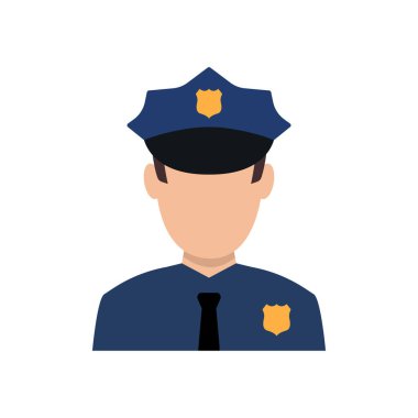 Polis memuru avatar illüstrasyon. Düz stil moda polis simgesini.
