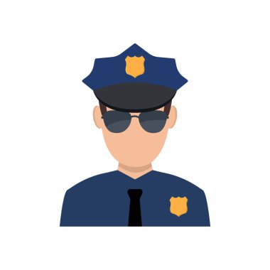 Polis memuru avatar illüstrasyon. Düz stil moda polis simgesini.