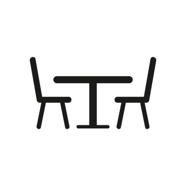 Sandalye ikonlu masa. Bistro yuvarlak masa sembolü web sitesi tasarımı, logo, uygulama, UI. Vektör illüstrasyonu, EPS10.
