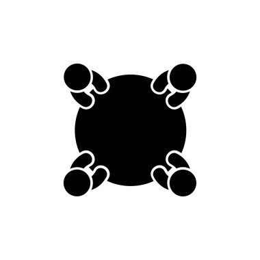 İş görüşmesi ikonu. Masada oturan beş kişilik bir grup yeni yaratıcı projeler üzerinde beyin fırtınası yapıyor ve birlikte çalışıyorlar. EPS 10