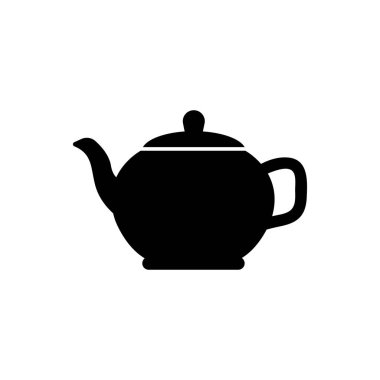 Çaydanlık vektör simgesi. Beyaz zemin üzerinde siyah düz vektör çizimi. EPS 10