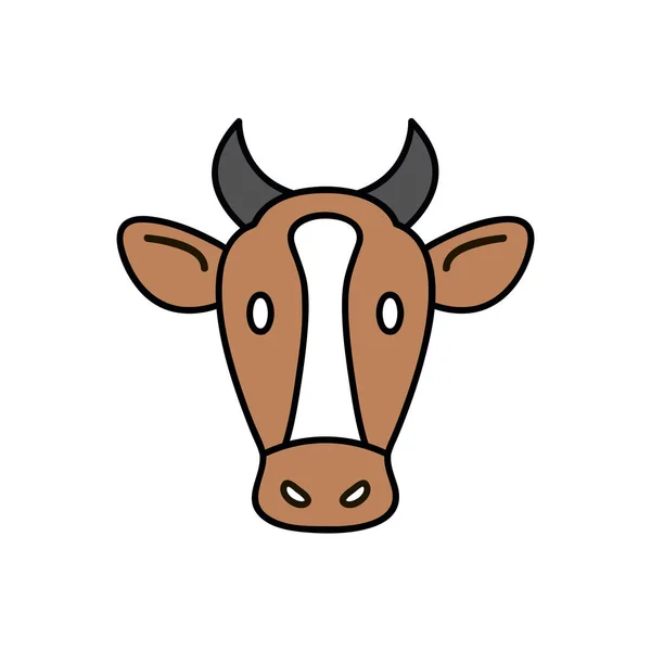 Шаблон Векторного Логотипа Модном Линейном Стиле Эмблема Коровьей Головой Иллюстрация — стоковый вектор