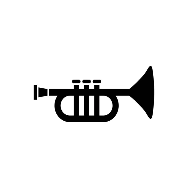 Icono Trompeta Musical Ilustración Vectorial Plana Negro Sobre Fondo Blanco — Vector de stock