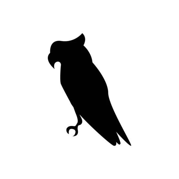 Векторный Черный Плоский Силуэт Попугая Макак Сидящего Изолированно Белом Фоне — стоковый вектор