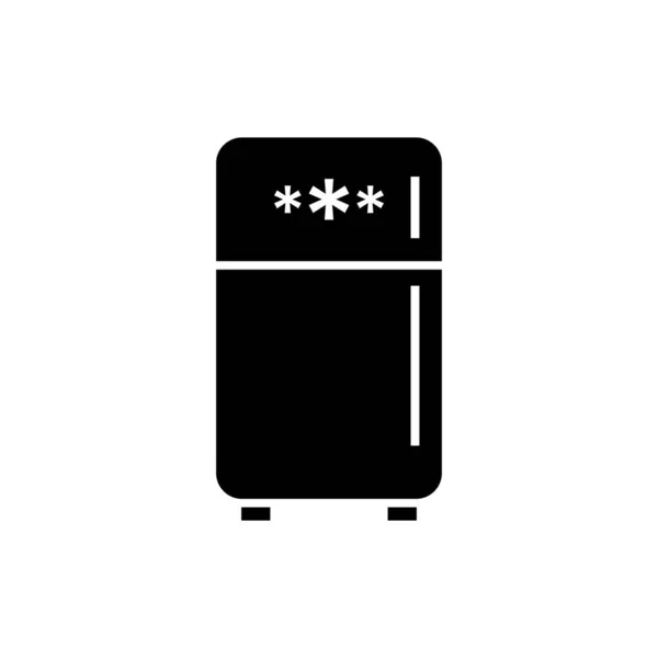 Vektör Buzdolabı Simgesi Beyaz Zemin Üzerinde Siyah Düz Vektör Çizimi — Stok Vektör