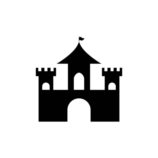 Silhouette Ikone Burg Flache Vektordarstellung Schwarz Auf Weißem Hintergrund Eps — Stockvektor