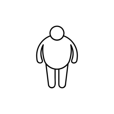 Şişman adam sembolü. Beyaz arkaplanda izole edilmiş vektör illüstrasyonu. Aşırı kilolu adamın basit bir taslak çizimi