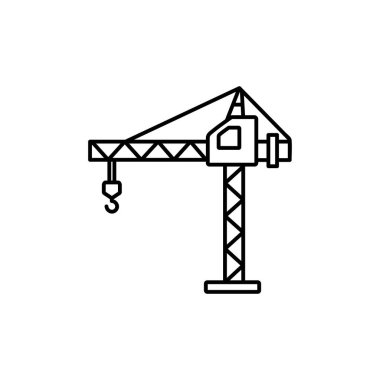 çizgi oluşturma vinç simgesi. Bilgi grafikleri, web siteleri, yazdırma ortamı ve arayüzleri için uygun. Satır vektörü simgesi.