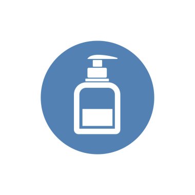 Sıvı sabun şişesi sembol. Siluet sembolü. Duş jeli. Boşluk yok. Vektör izole illüstrasyonu