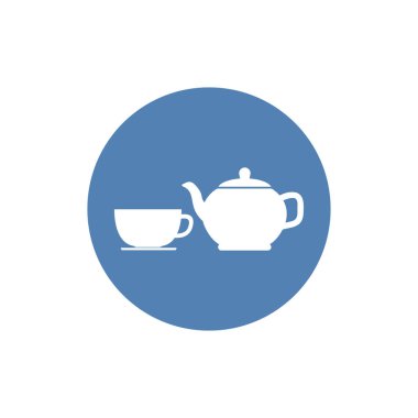 Çaydanlık ve fincan ikonu. Çay sembolü. Düz Vektör illüstrasyonu