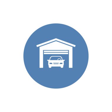 Araba garajı ikonu. Beyaz arkaplanda düz vektör çizimi. EPS 10