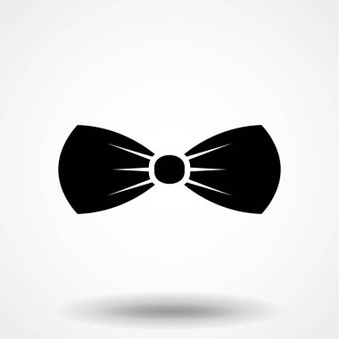 Siyah papyon ikonu. Düz dizaynlı beyaz arka planda izole edilmiş işaret papyonu. Vektör illüstrasyonu