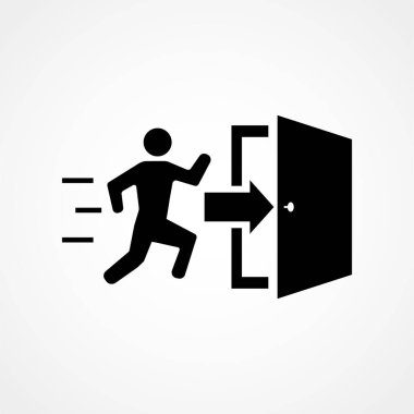 Acil çıkış, çıkış yol işareti. Vektör çizim