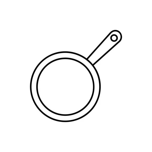 Frying Pan Icon Outline Style Isolated White Background Kitchen Symbol — Stock Vector