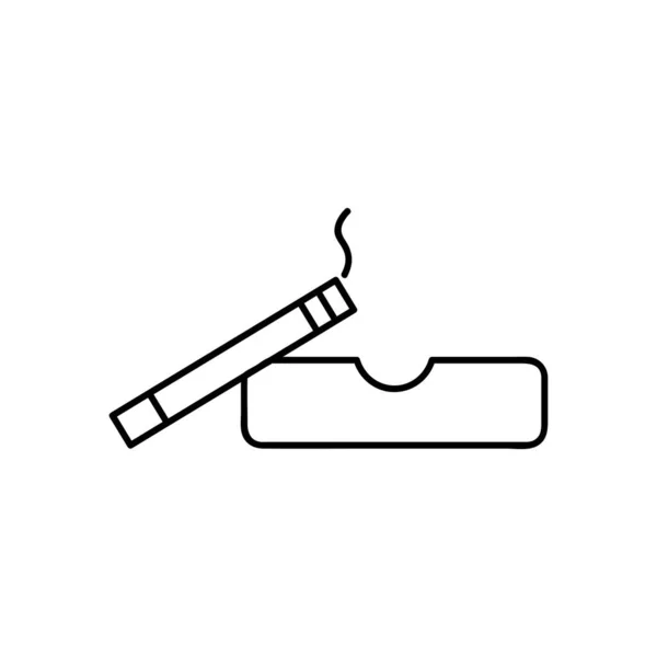 Ikona Cigarety Bílém Pozadí Popelníkový Symbol Ikona Tenké Linky Pro — Stockový vektor