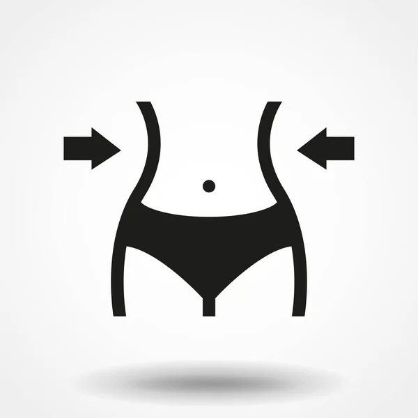Abnehmsymbol Fitness Und Sport Schlanker Körper Mit Maßband Zeichenvektorgrafik Ein — Stockvektor