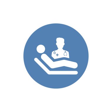 Hasta muayene ikonu. Mobil konsept ve web uygulamaları simgesi için ilaç unsuru. Web sitesi tasarımı için düz simge