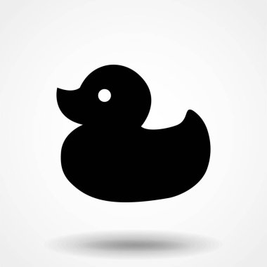 Plastik ördek, ördeksi banyo oyuncağı uygulamalar ve web siteleri için düz vektör simgesi