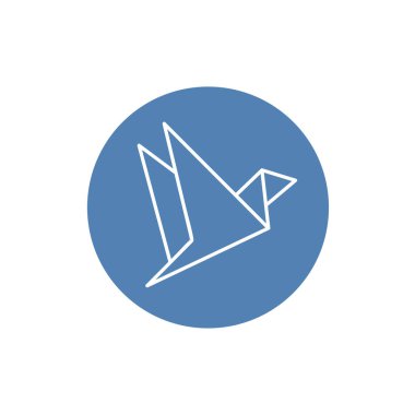 Origami kağıt vinç simgesi. Vektör. Düz tasarım.