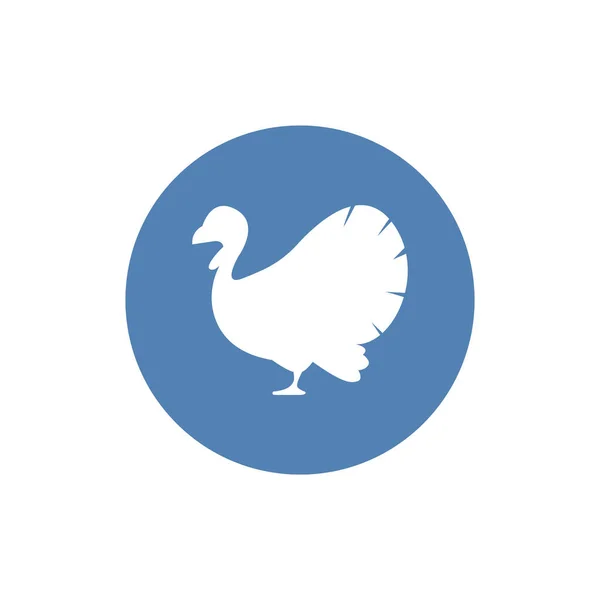 Türkei Vogel Silhouette Tier Flache Ikone Vektorillustration — Stockvektor