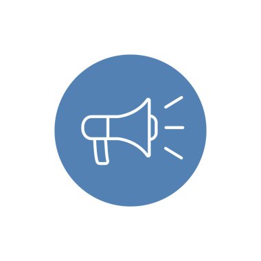 Hoparlör çizgi simgesi, megafon ve Web sitesi düğmesini, boynuz vektör grafikleri, doğrusal model beyaz bir arka planda eps 10.