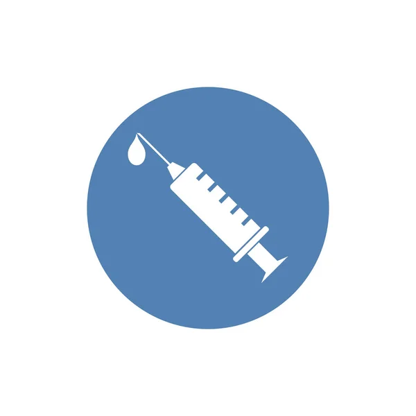 灰色の背景に分離されたフラット スタイルで注射器アイコン あなたの設計のためのロゴ ベクトル図 — ストックベクタ