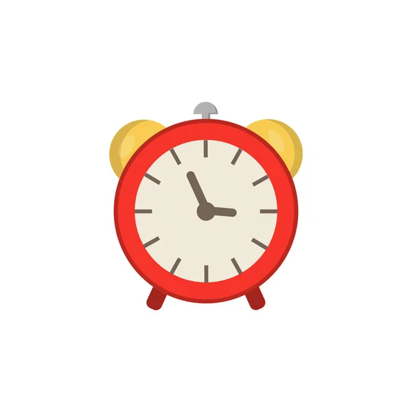 Ícone Relógio Alarme Ilustração Vetorial Plana Preto Sobre Fundo Branco — Vetor de Stock