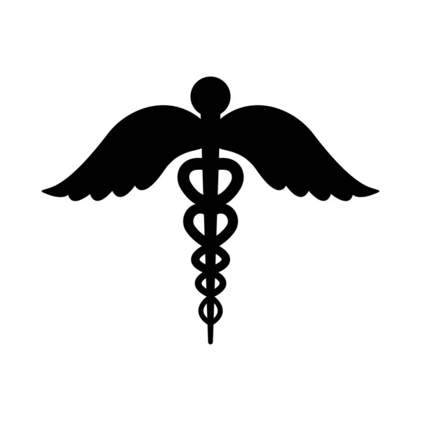 Glyphe Caduceus Icône Médecine Soins Santé Graphiques Vectoriels Signe Pharmacie — Image vectorielle