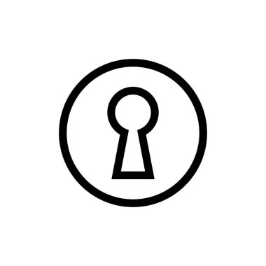 Anahtar deliği simgesi vektörü beyazda izole edildi. Anahtar deliği sembolü, logo illüstrasyonu.