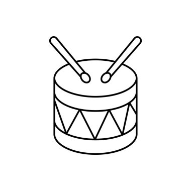 Davul hattı simgesi. Çizgi vektör işareti, beyaz üzerine izole edilmiş doğrusal resim. Tuzak sembolü, logo çizimi.