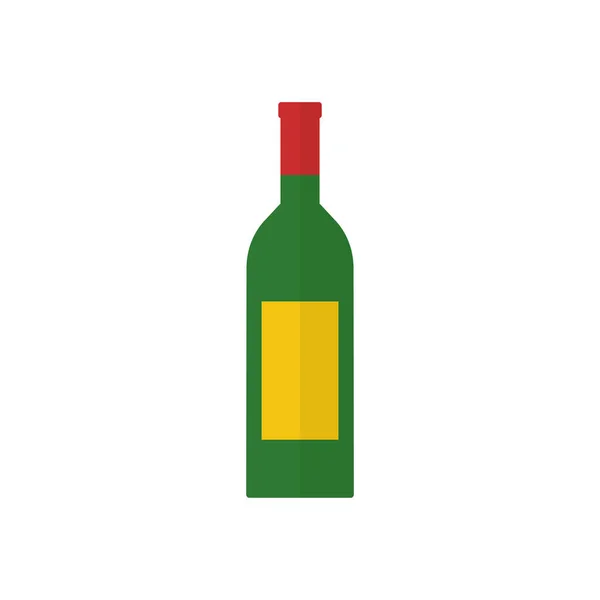 Ikona Płaskie Butelki Wina Wektor Zielony Butelka — Wektor stockowy